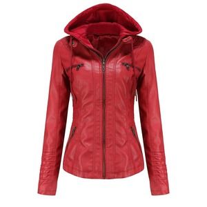 Tagoo leather jackets xxl red nwt detachable hood